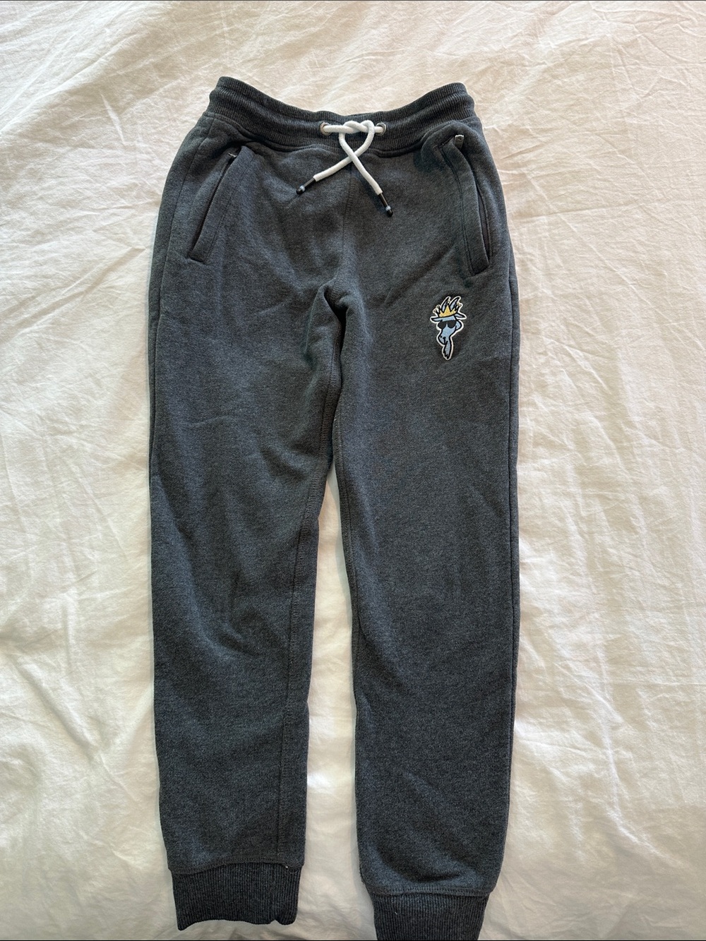 Kids Charcoal Grey Fleece Joggers with Drawstring